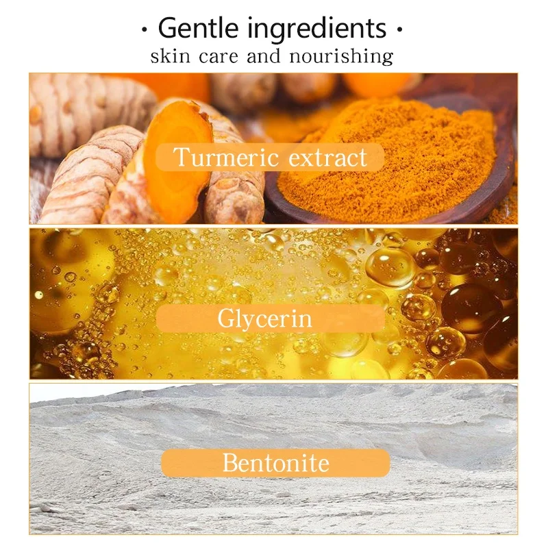 
New Arrivals 2021 Beauty Tumeric Skin Care Natural Betonite Mud Vitamine C Anti-acne Blackhead Turmeric Face Clay Mask 