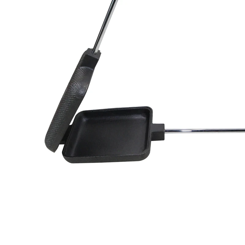 COOKWIN 11x11cm Heavy Duty square Cast Iron Bread Tongs Pie Maker Sandwich Cooking Pan Campfire pie iron