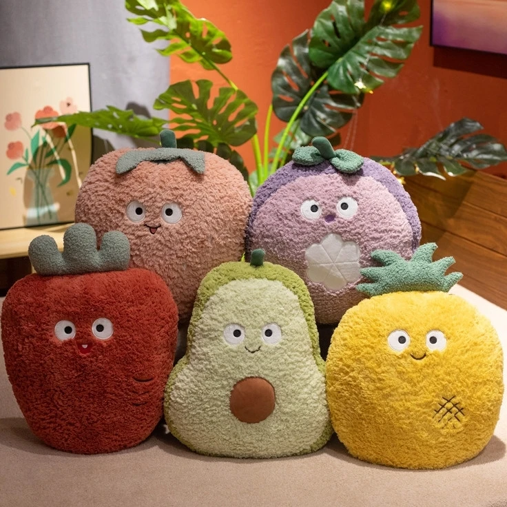 Wholesale Creative Avocado/Pineapple/Carrot/Strawberry Plush Fruit Plush Hand Warmer Pillow Stuffed Comfortable Hugging Toy