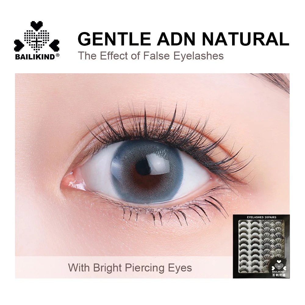 20 Pairs 3D 25mm Mink False Eyelashes Handmade Wispy Fluffy Long Lashes Natural Eye Extension with pink eyelash packaging