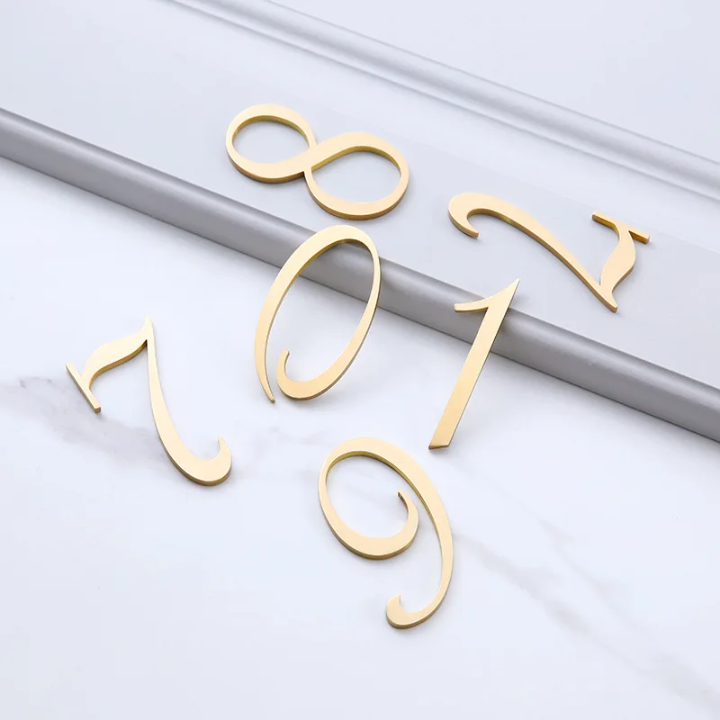 Custom Hotel House Adhesive Electroplated Gold Stainless Steel Brass Metal Room Door Numbers Plates And Letters For Hotel