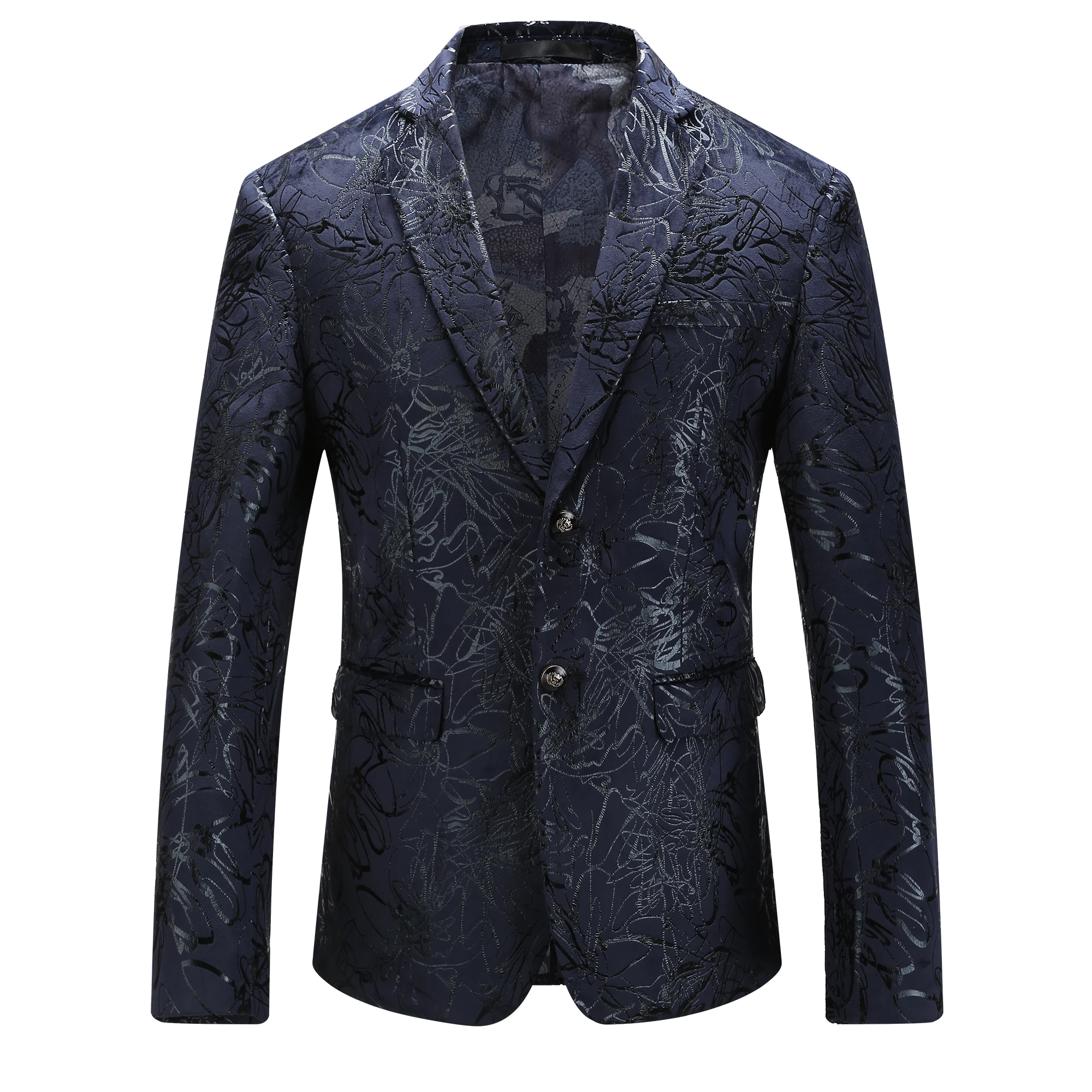 
Men Blazer Fashion Jacquard Floral Slim Fit Casual Suit Jacket Gentlemen Luxurious Dress Blazers 