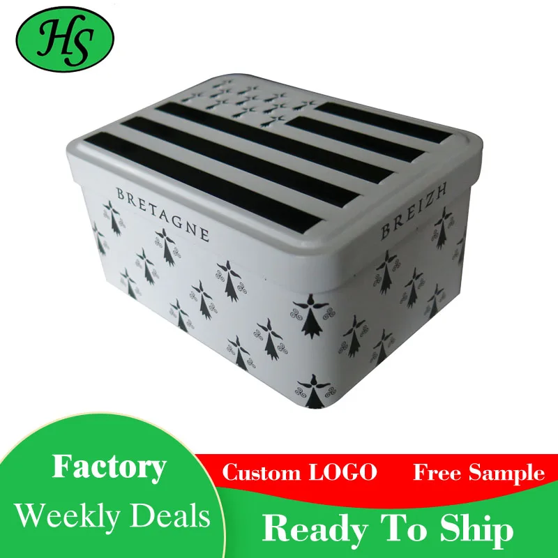 
Factory Price High Quality Metal Rectangular Empty Hinged Tins Box Containers Min Middle Storage Tin Box 