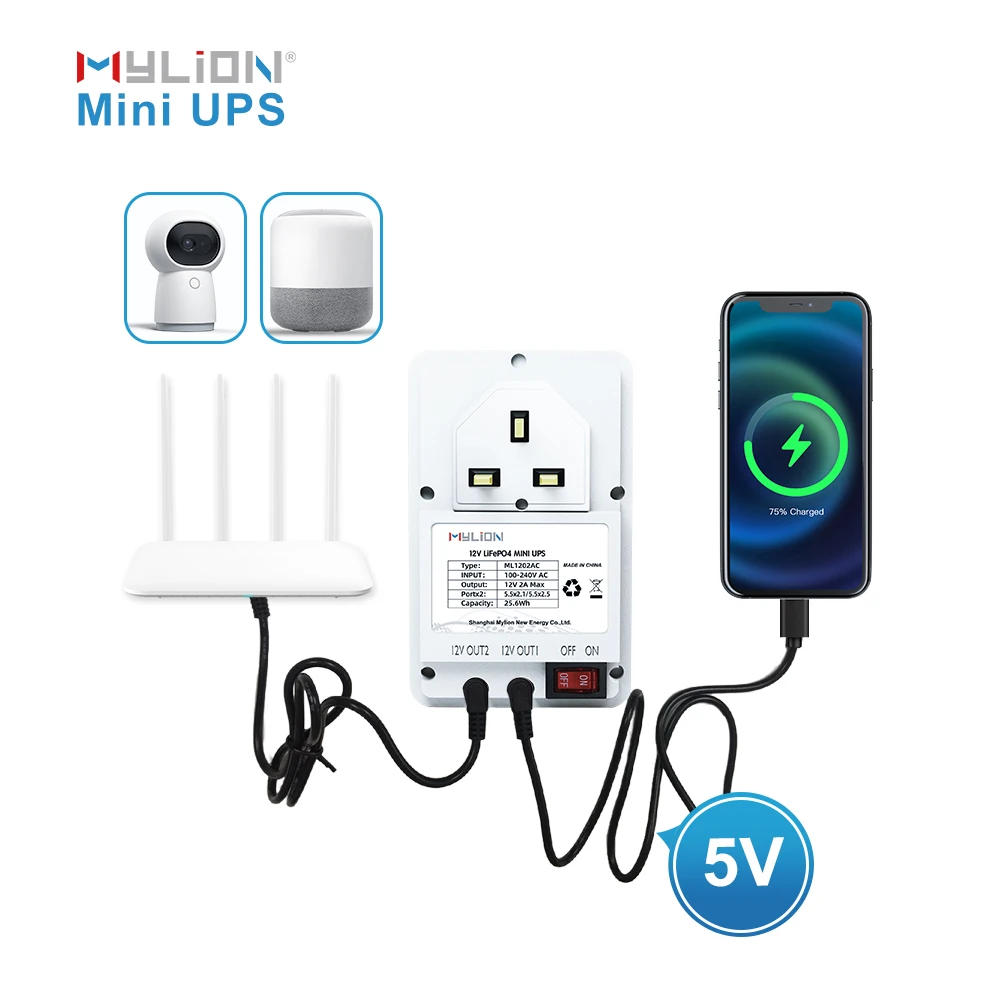 Mini UPS Battery Backup 8000mAh For WiFi Router Phone Camera 12V 2A LiFePO4 UPS Uninterrupted Power Supply With Multiple Outputs