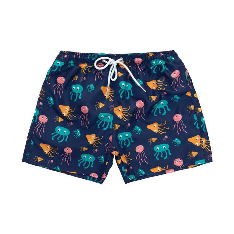 Youth Cute Whales And Octopus Printed Breathable Mens Quick Dry Boys Swim Shorts