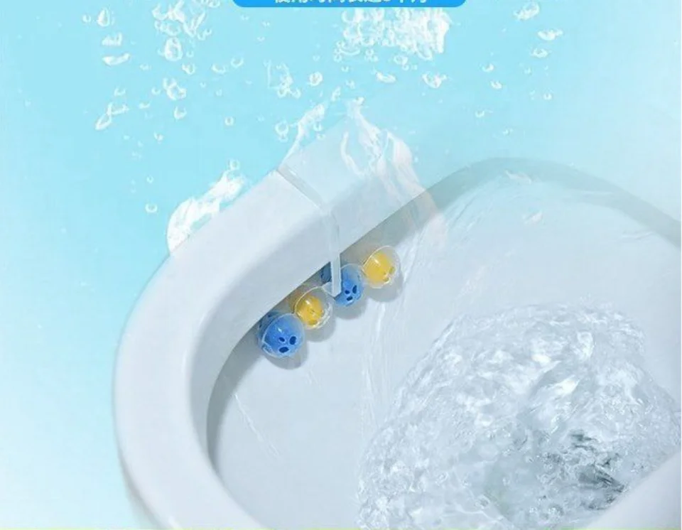 OEM Vendor Flush Toilet Cleaner Bleach Ball deodorizer   Toilet rim Bowl Hanger Cleaner Eco friendly  4 IN 1 Toilet cleaner ball
