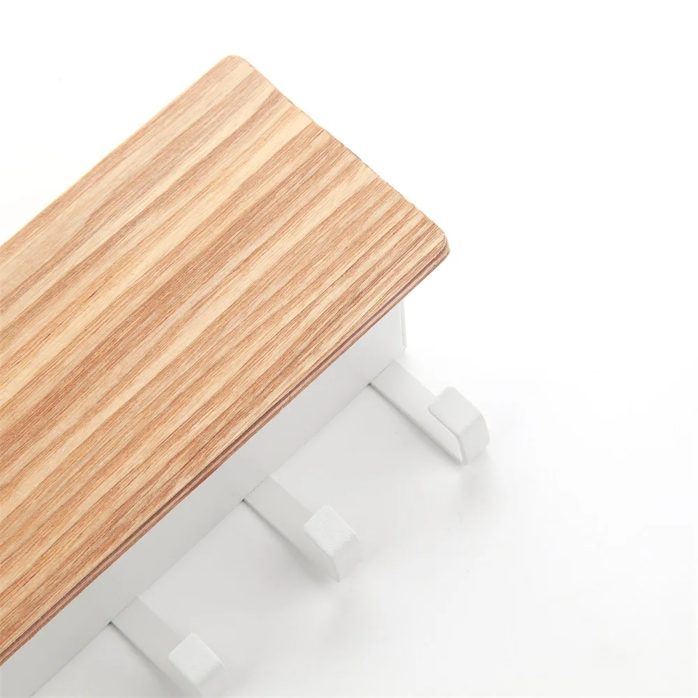 Maxery Wall Shelves Wood Mail Sorter 5 Hooks Decorative Key And Mail Holder Wooden key holder for Key Storage