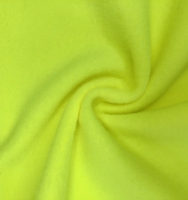 js030 100% Polyester mesh single fleece fabrics for clothing  fabric fluorescent yellow