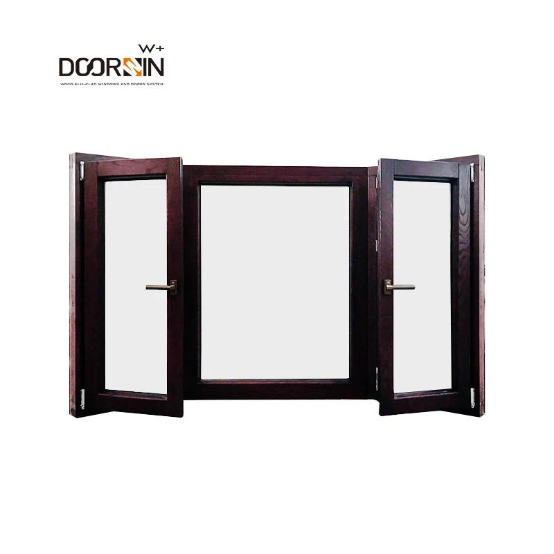 New Style Popular Hurricane Casement Windows Sound Proof and Energy Saving Triple Galzed Large Bay Wooden & Aluminium Window