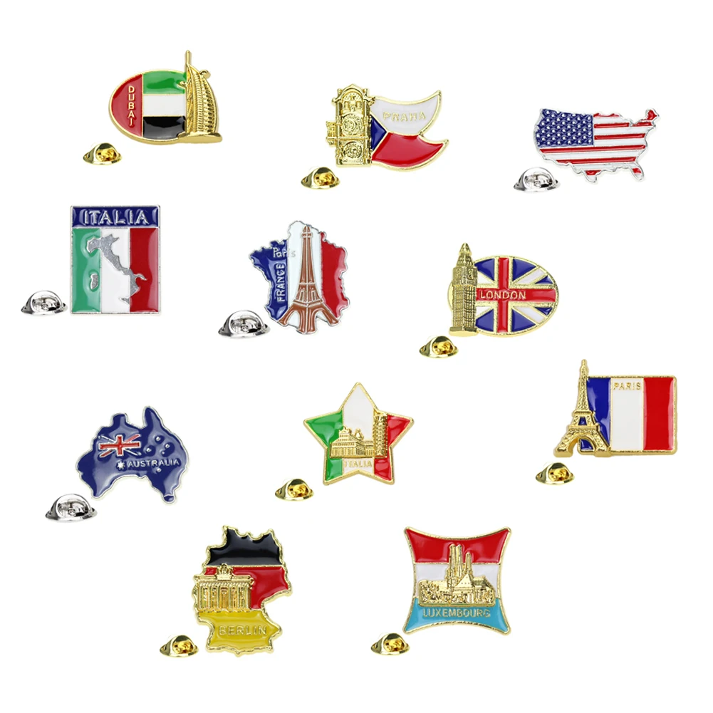 Europe Flag Pin International, Travel National Flag Pin Badge Collections Friendship Country Flag Pins/