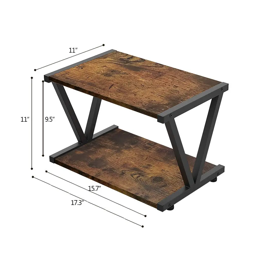 Home Office Industrial Farmhouse Wood Storage Book Shelf Table Organizer 2 Tiers Retro Desktop Printer Stand