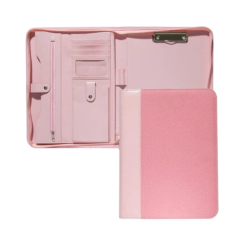 A4 Organizer Padfolio Premium Leather Portfolio Zippered Portfolio Folder Clipboard Document  Portfolio for Office
