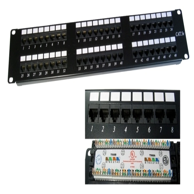  19 дюймов UTP FTP RJ45 1U 2U CAT5e патч-панель 24 порта cat6 с трапецеидальных