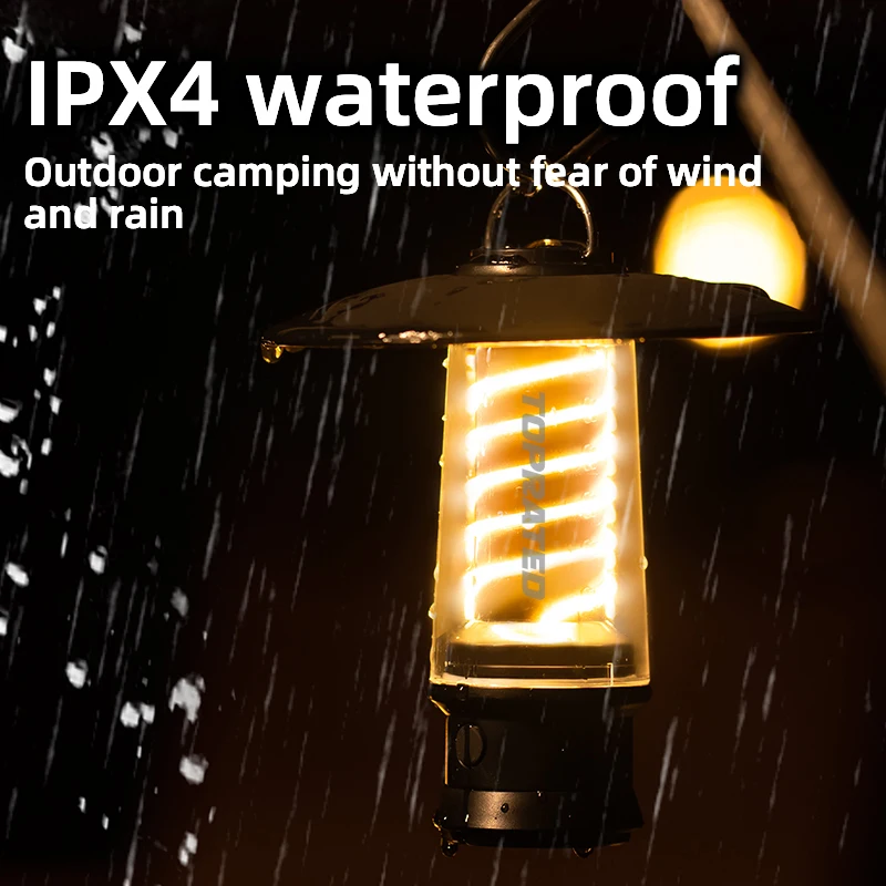 TOPRATED LED Spring Classic Camping Light Outdoor Retractable Folding Tent Light Lantern Portable Rechargeable Waterproof Lamp