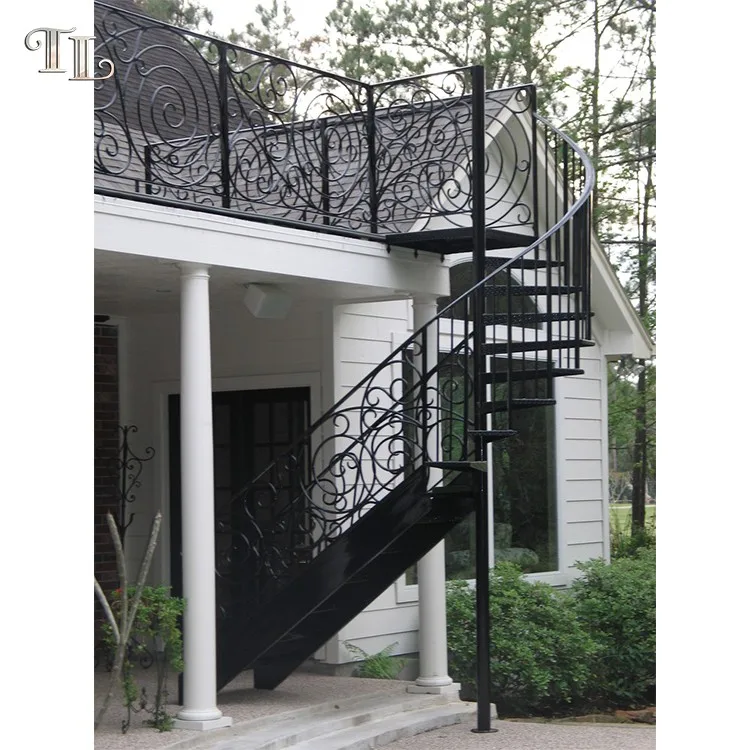 Wrought iron luxury staircase iron stair design metal indoor spiral staircase