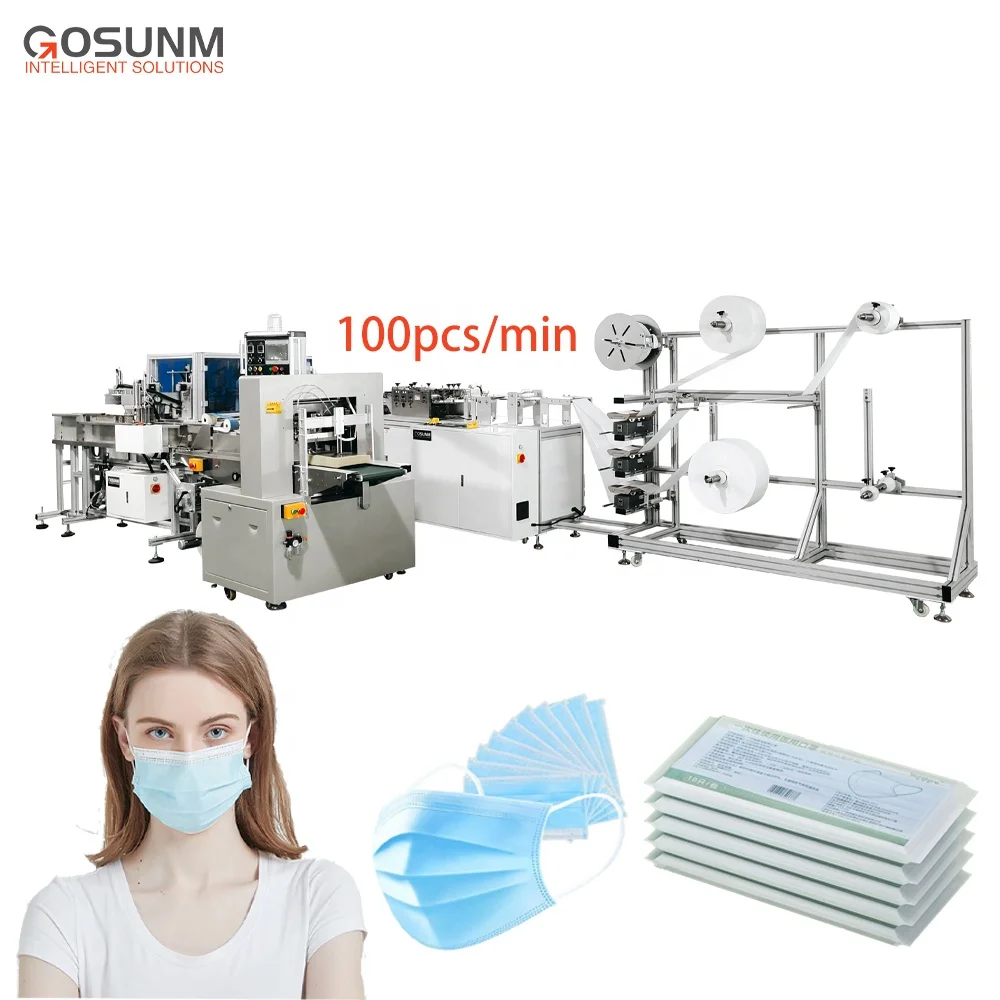 Полностью автоматическая линия производства маски Бумажная коробка с хирургическими масками упаковки