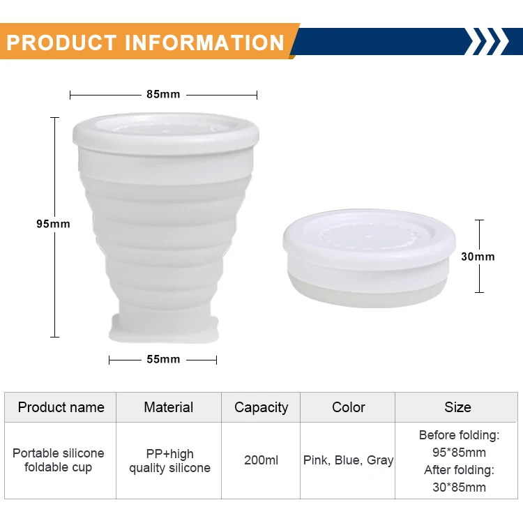 Easy carry product 200ml small size silicone outdoor travel collapsible portable silicone water cup