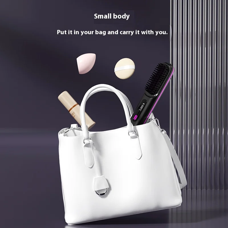 USB Electric Men Beard Straightener Negative Ion Wireless Mini Electric Hair Brush Cordless Hair Straightener Brush For Woman