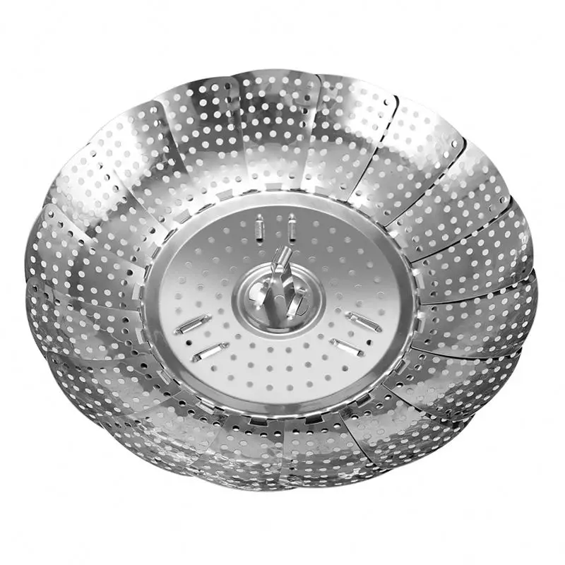 Creative Multi-functional Folding Steaming Fruit Plate 22cm 26cm 30cm Stainless Steel Steamer useful kitchenware tools