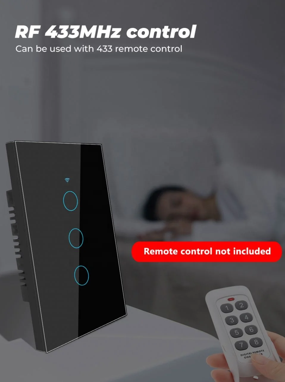 1/2/3/4 gang Tuya Alexa Smart Switch US Works Google Home Voice Control WiFi Smart Home Touch Switches Neutral/ No neutral