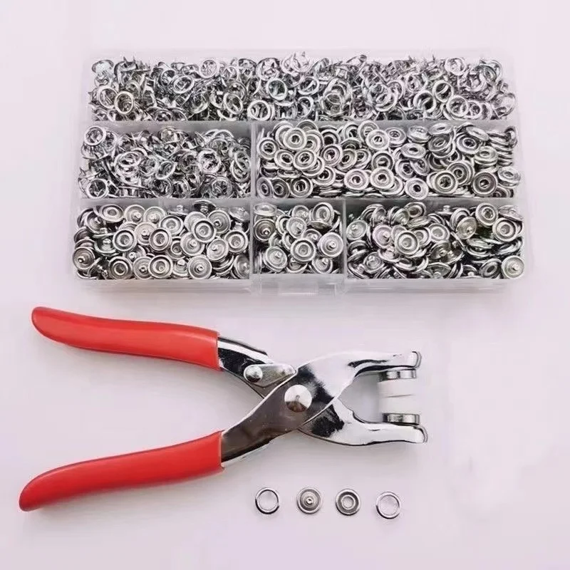 Snap Button Leather Press Studs Baby Clothes Button Anti-light Button with Plastic Pliers