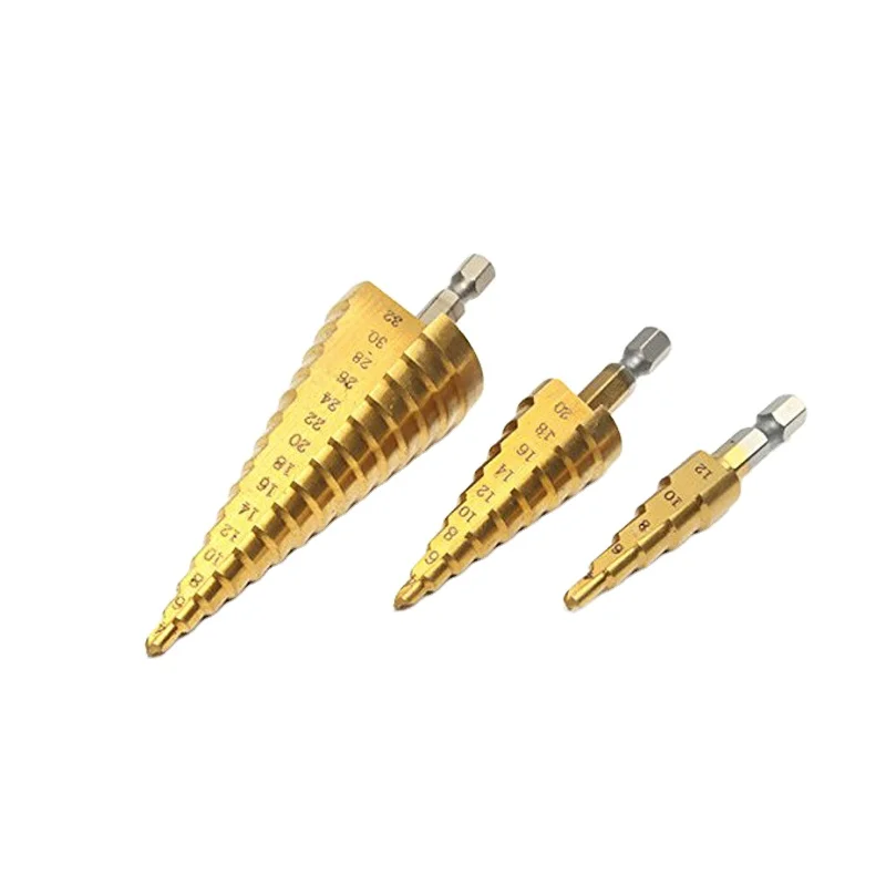 
High-speed Steel Wear-resistant Punching Tool Titanium-plated Step Drill Bit Set 