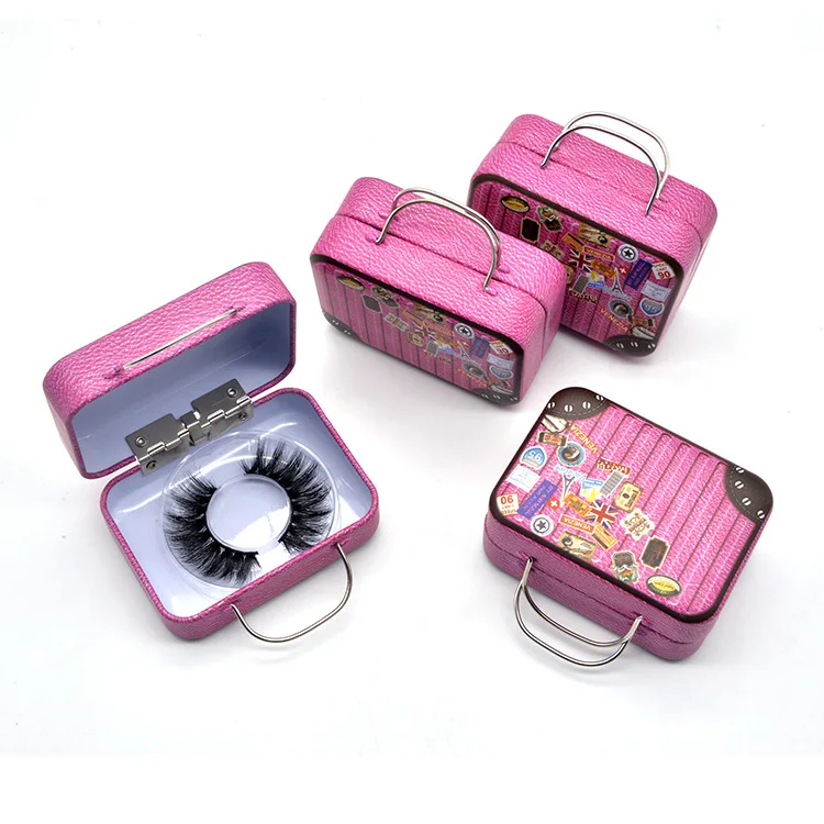 
RTS Wholesale mini Metal Vintage Suitcase Eyelashes Case Lash Package 
