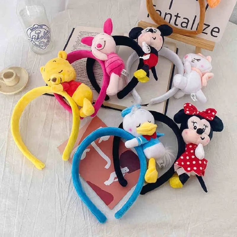Kids Girls Lady Hair Accessories Cartoon Animal 3D Plush Stitch Mouse Pig Hairband Headband Wholesale Headwear Decoration Gift