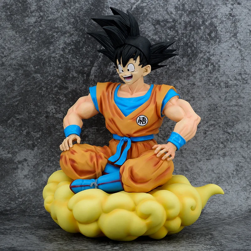 38cm PVC Son Goku Super Saiyan Anime Figure Hot sale Goku Sitting Position Kid Toy Collection Model Animation Source from Japan