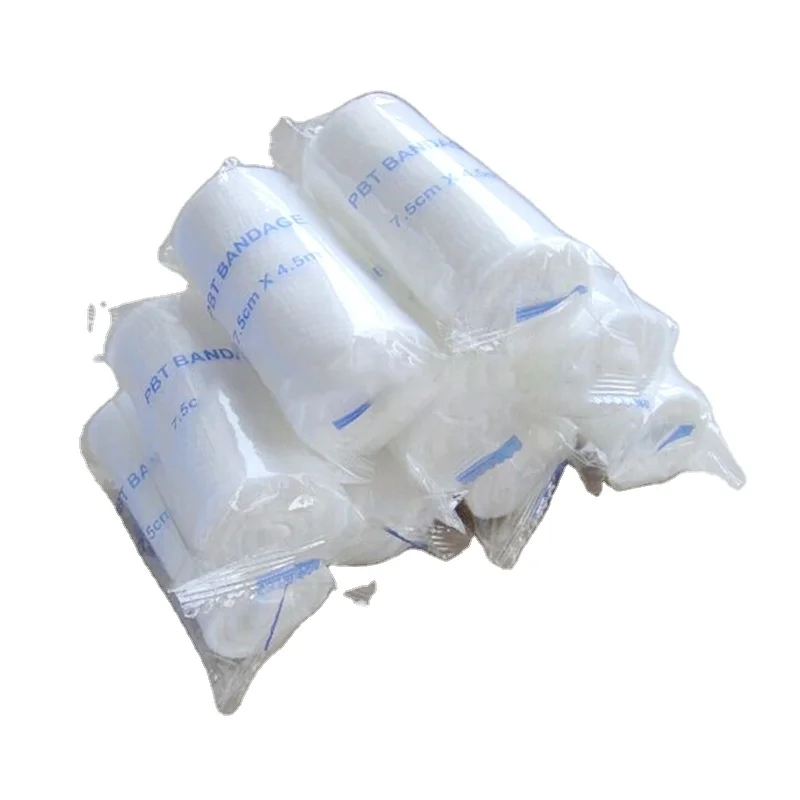 Free Sample PBT Elastic Cotton Spandex Bandage Medical Crepe Gauze Roll Individual Pack Bandage