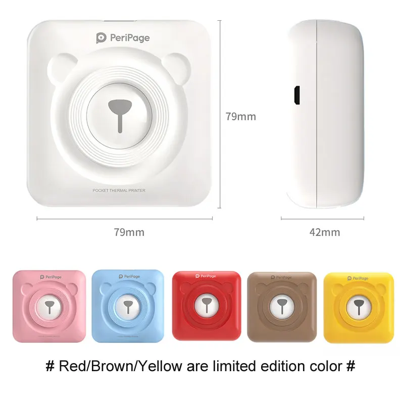A6 304DPI  Peripage Portable BT 4.0 Thermal Photo Printer Wireless Inkless Mini Pocket Label Notes Printer