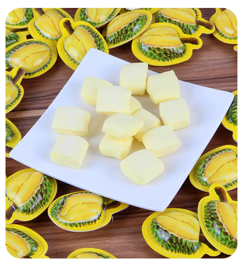 Прямая Продажа с фабрики конфет 3D Durian со вкусом мягкой пены ириски Кислые Фрукты креативные сладкие мягкие конфеты в коробке для детей