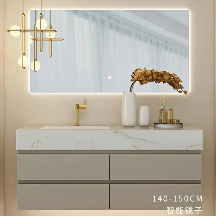 White Color Modern Hotel Bathroom Sink Wall Mounting Stone Vanity Basin