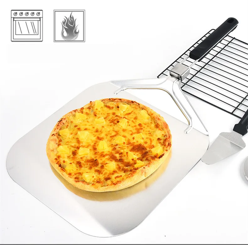 3 IN 1 hot sell Pizza Tools Set Clamps Wheels Cutters Stainless Steel Pizza Shovel Paddle Turning Pizza Peel Set