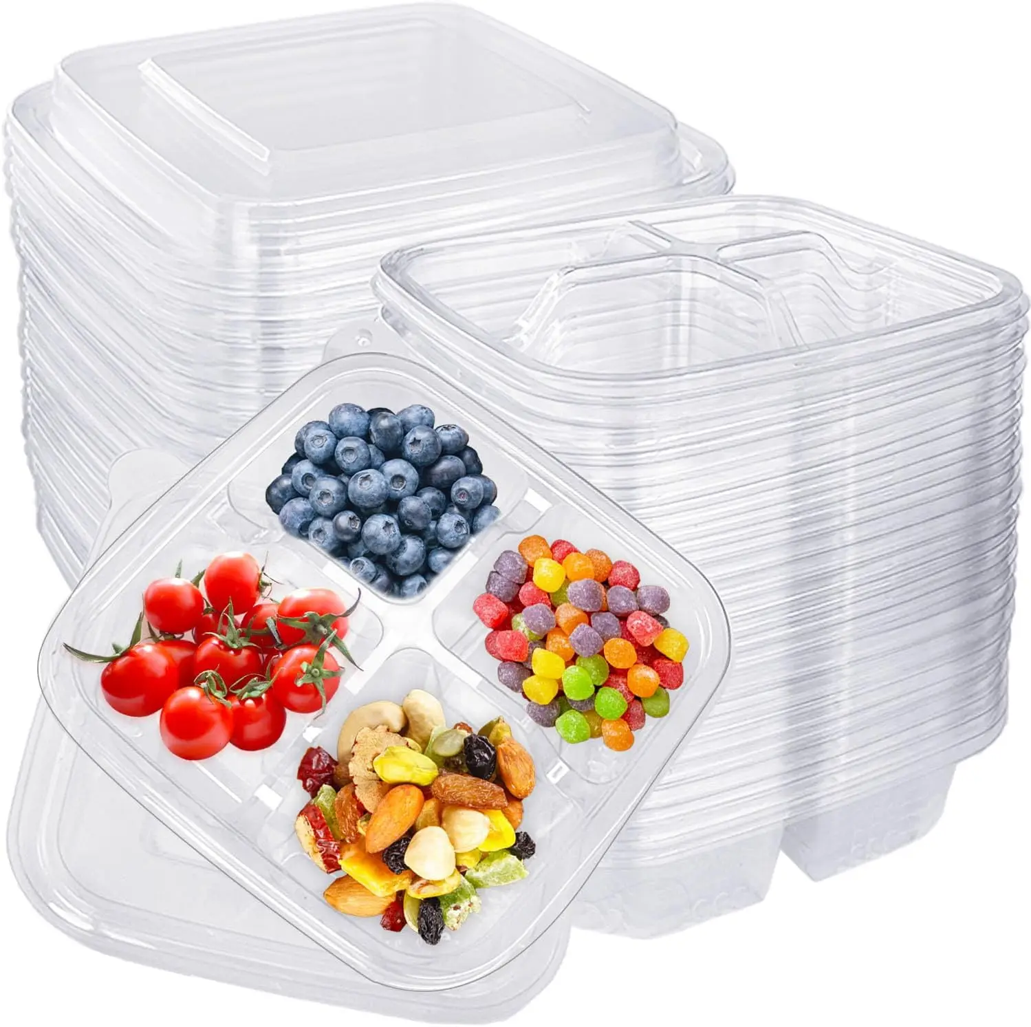 Custom PET & R-PET Clear Plastic Food Container with Tamper-Resistant Lid Disposable Dry Nuts Fruit Box