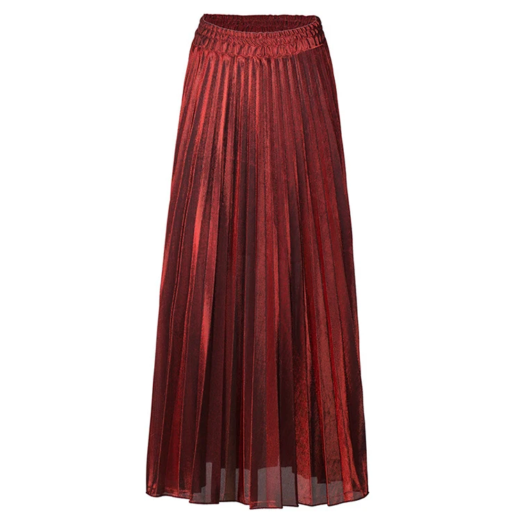 Pleated Falda Larga Casual Beach Pleated Maxi Plus Size Dresses Skirts women High Waisted Ladies Long Skirt for Women Summer