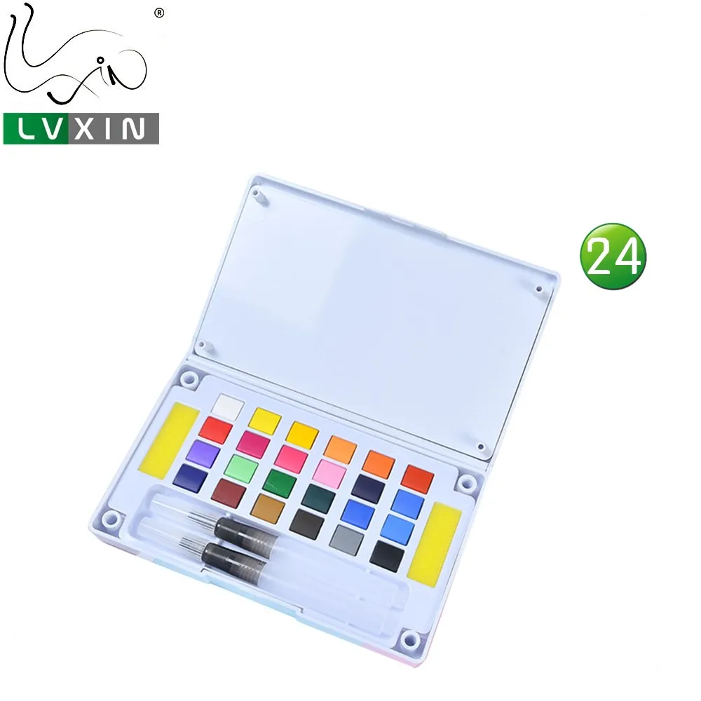 2019 Factory 12/24/36 Solid Watercolor Paint Set With Water Brush Pen for Artists