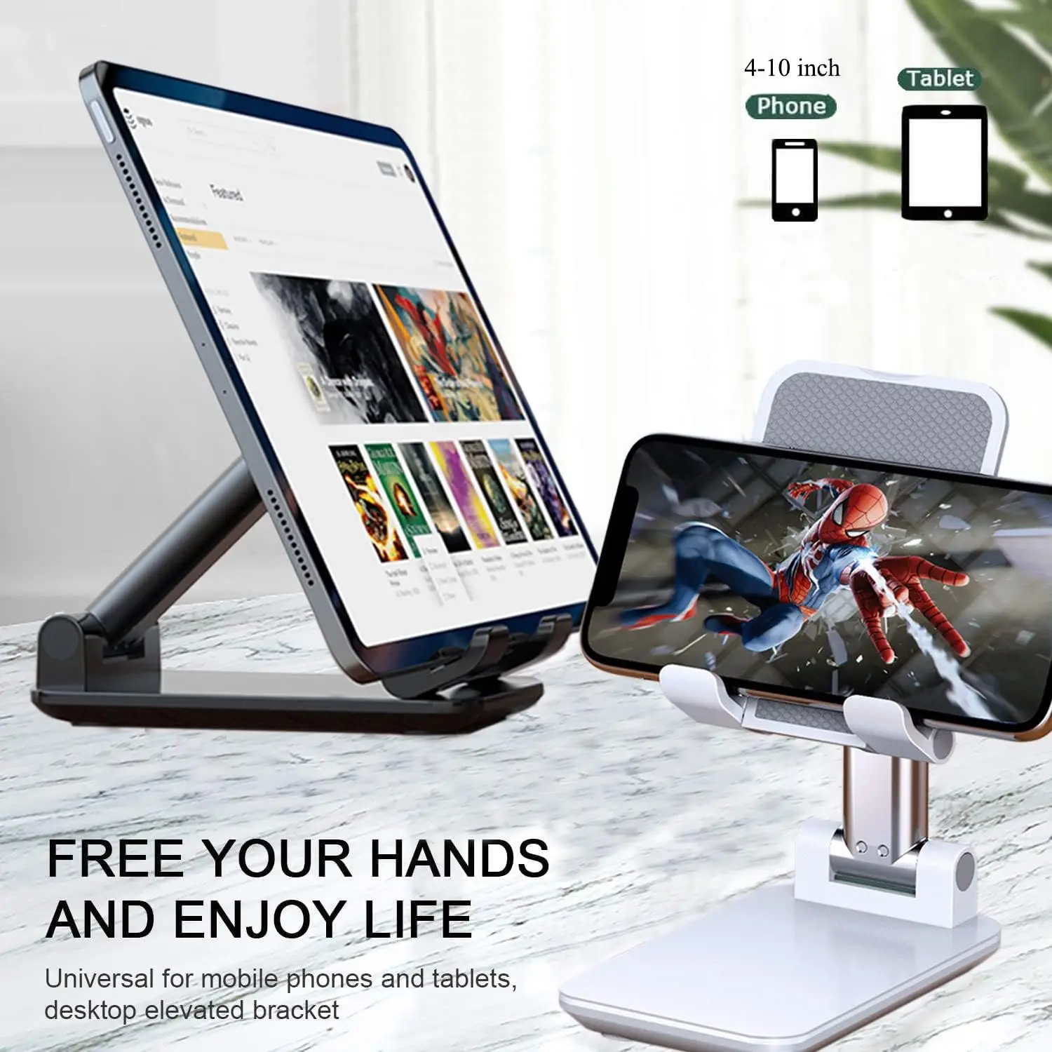 Adjustable Angle Fully Foldable Live Streaming Camera Tablet Cell Mobile Phone Stand Phone Holder For Desk