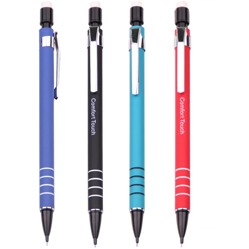 Hot selling metal clip soft barrel custom logo 0.5mm pencil mechanical pencil