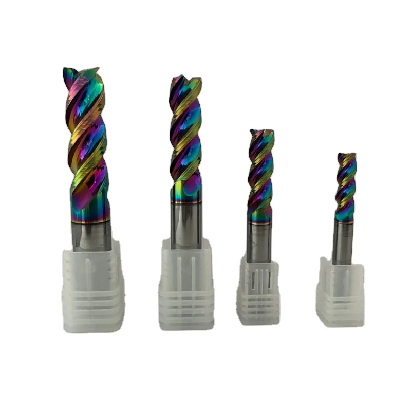 Non-standard custom rainbow-coated u-slot carbide tungsten milling cutter aluminum tool CNC machine tool end mill