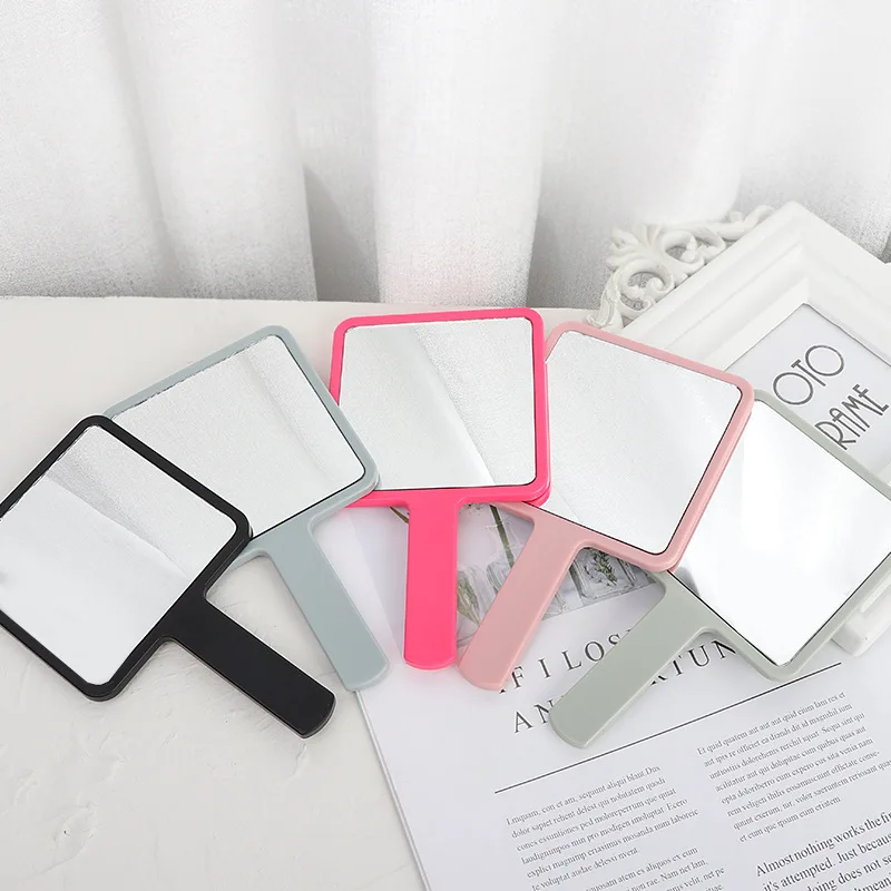 High Quality Popular Custom Multiple color options   HD Lens Hand Held Mirror Makeup Square Makeup Mirror