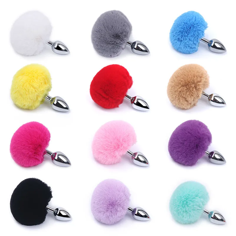 Women Men Anus Butt Plug Stopper Couple Sex Toy Furry Rabbit Tail Anal Plug Starter Trainer Expansion Set