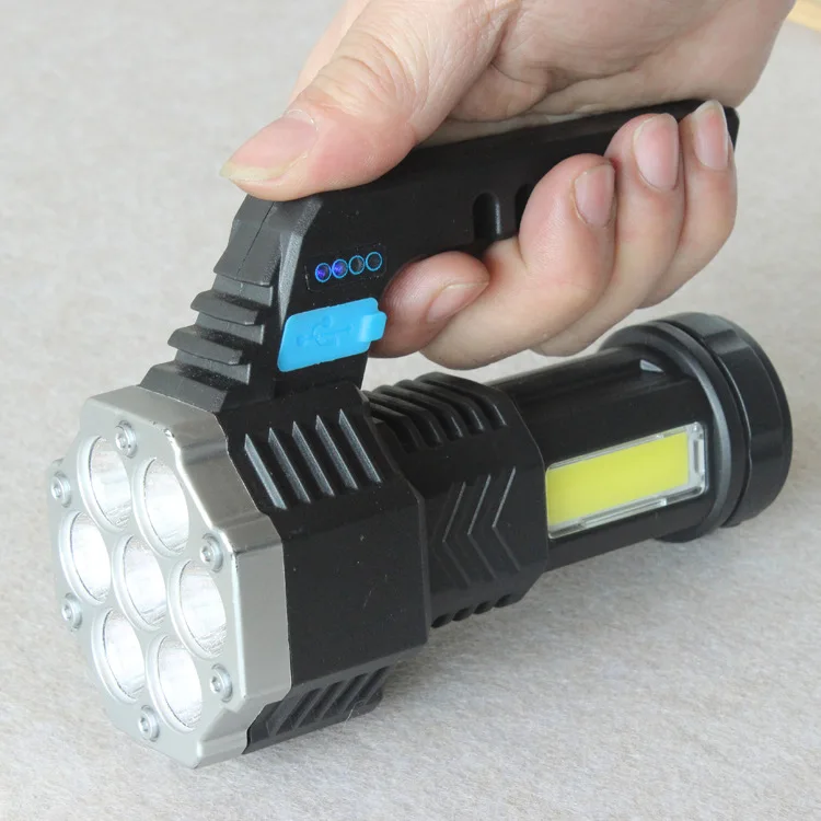 7 LED+COB ABS plastic portable hand light Electric show LED strong rechargeable hand lamp flashlight torch for camping