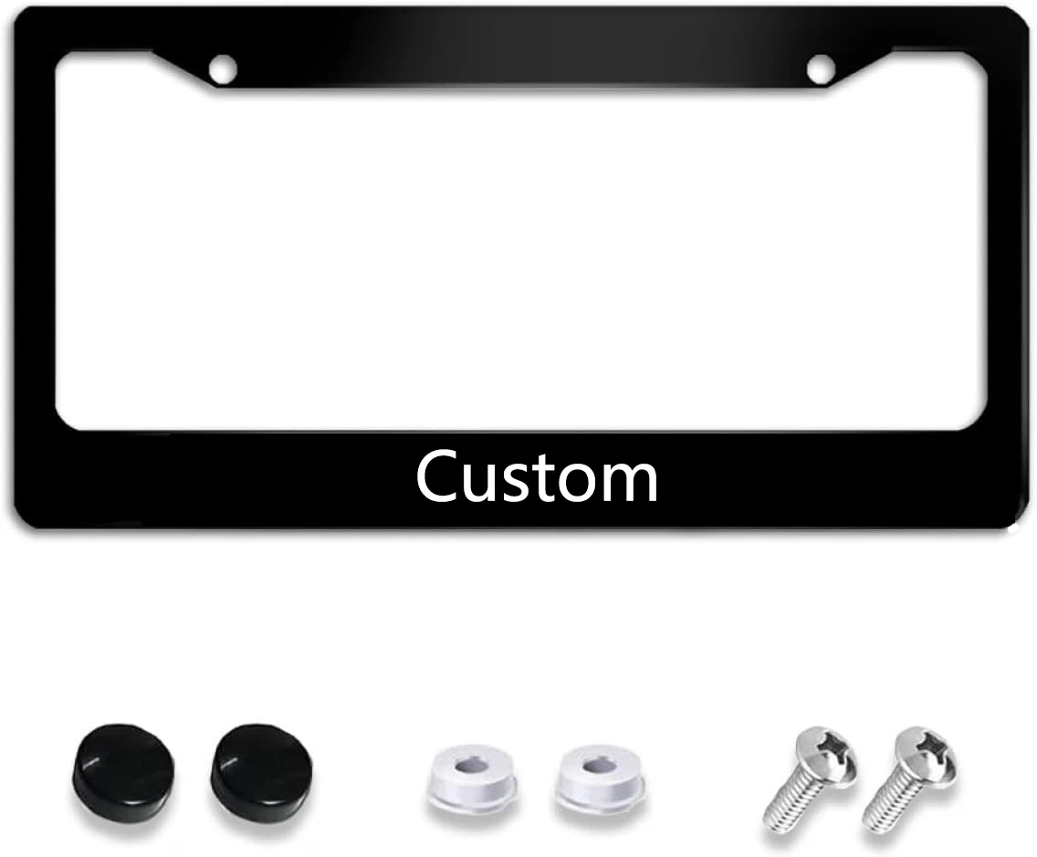 OEM High Quality Car Decoration Alloy Car Licenses Plate Covers Stainless Steel Holder With Screw Caps
