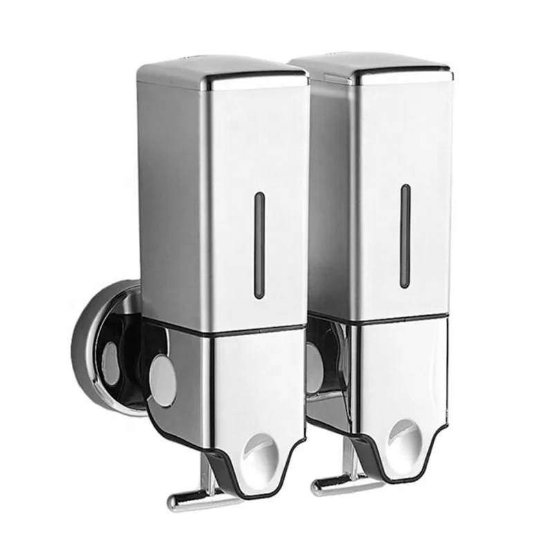 Double Wall Mounted Hand Wash Liquid Shampoo and Shower Gel Dispenser