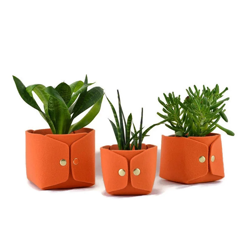 Small Succulent Planter Pot Felt Plant Container Gift for Mom Sister Aunt Best for Home Office Desk Decoration