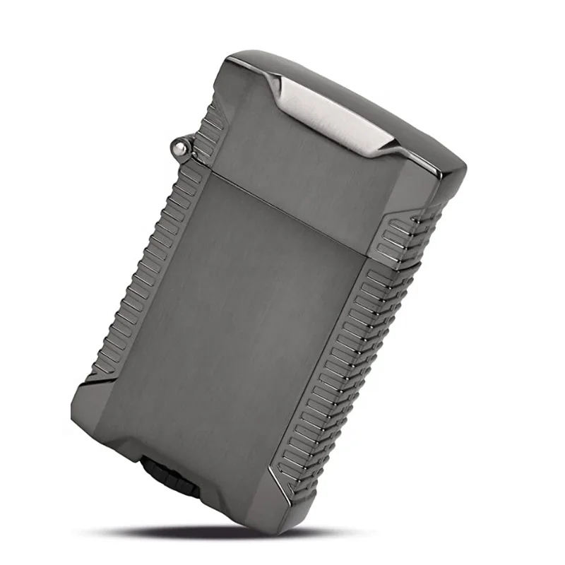 New Arrival Personalized Black Metal Blank Sublimation Lighter Luxury Vintage Design Jet Refillable Logo Torch Cigarette Use