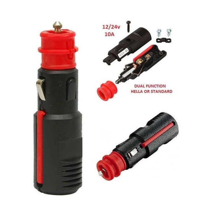 Welfnobl Universal 12V/24V 10A Red Hand Wireless European Flameless Cigarette Lighter DIN Male Plug For Car/BUS/Boat
