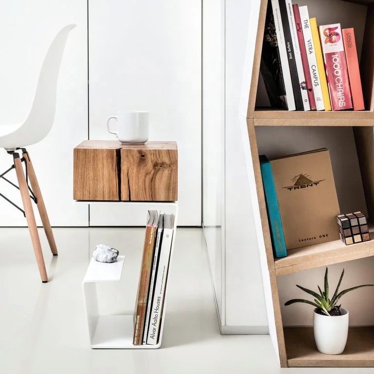 Iron With Wood End Table outdoor side tables for patio industrial style Japanese Designer Coffee And Side Table