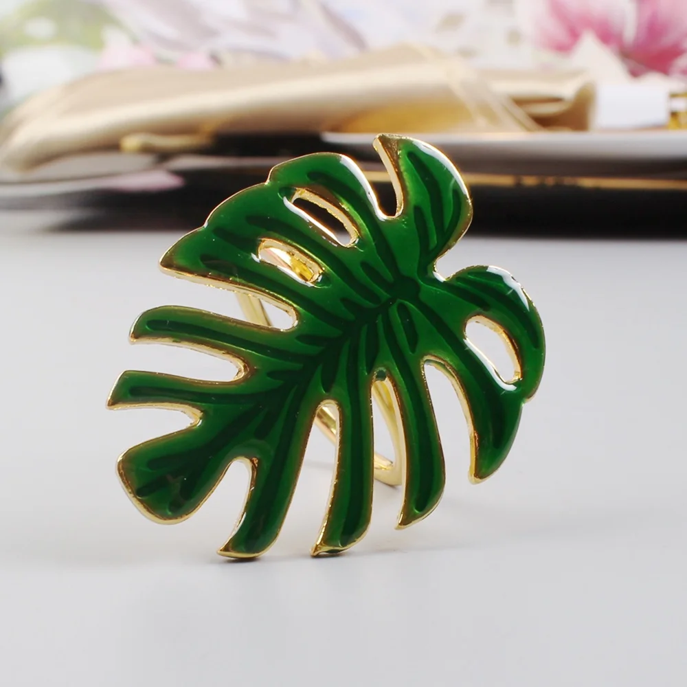  Кольца для салфеток Monstera с зелеными